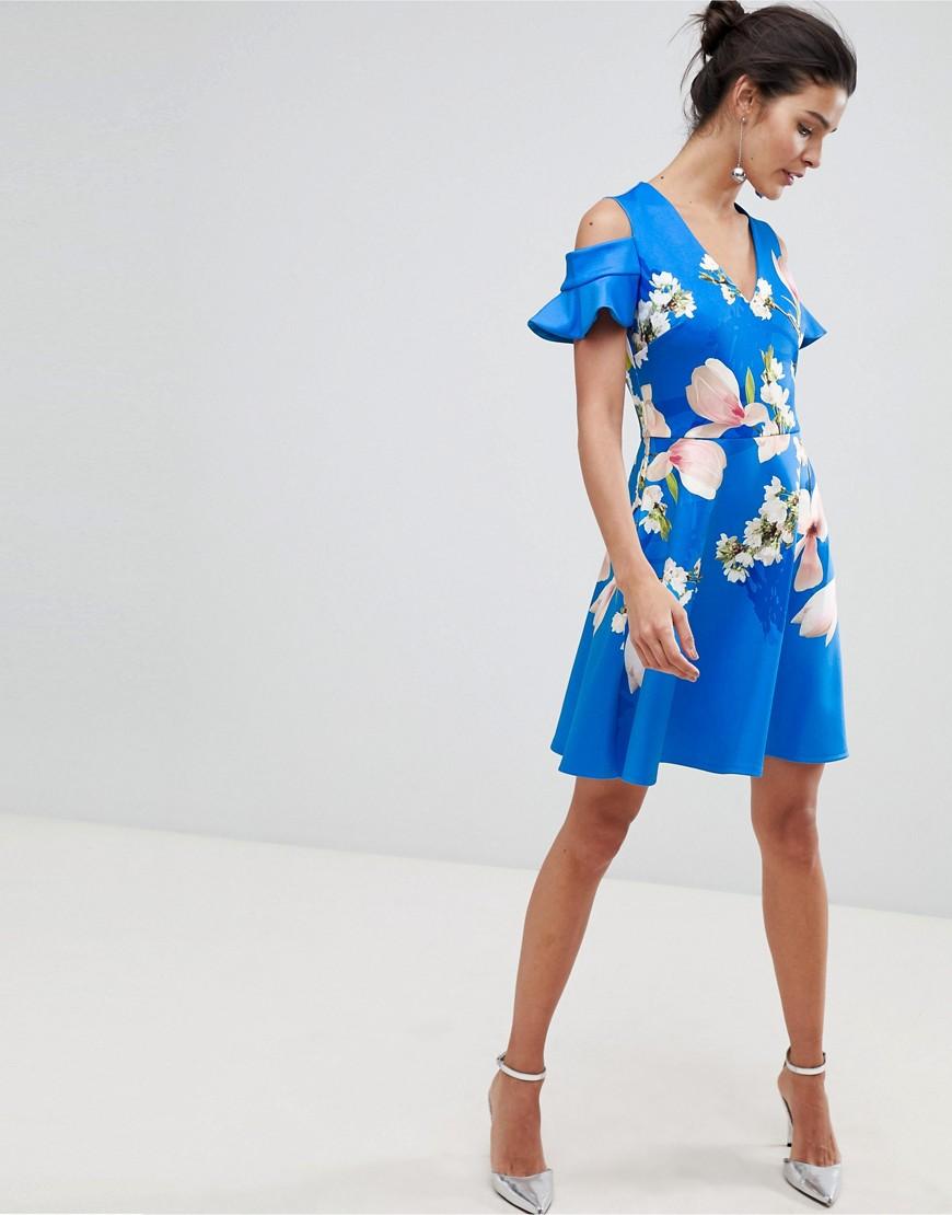 ted baker blue off the shoulder dress