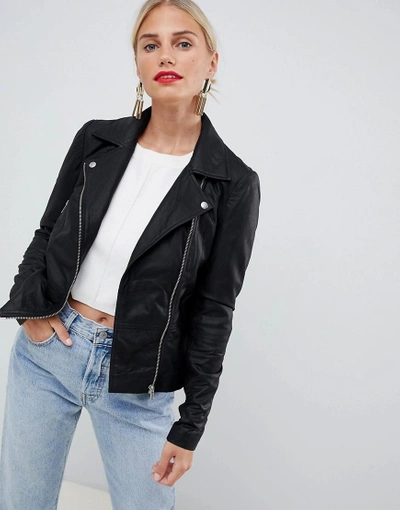 Y.a.s. Sophie Soft Leather Jacket In Black In Black