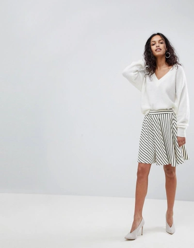 Shop Y.a.s. Stripe Skater Skirt - White