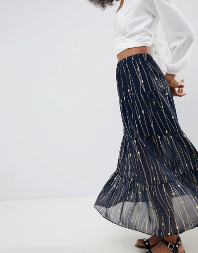 Shop Mbym Embroidered Maxi Skirt - Multi