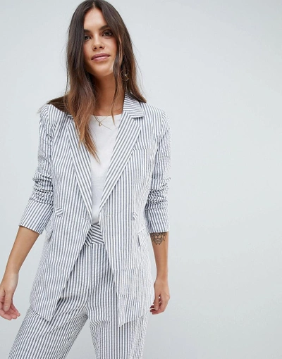Shop Y.a.s. Stripe Summer Double Breasted Blazer Two-piece - Multi