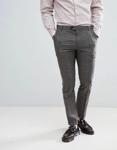 Shop Next Skinny Fit Suit Pants In Natural Check - Stone