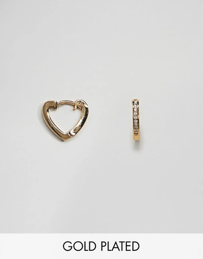Shop Orelia Pave Gold Plated Heart Huggie Hoop Earrings - Gold
