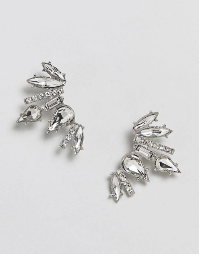 Shop True Decadence Silver Embellished Earring - Silver