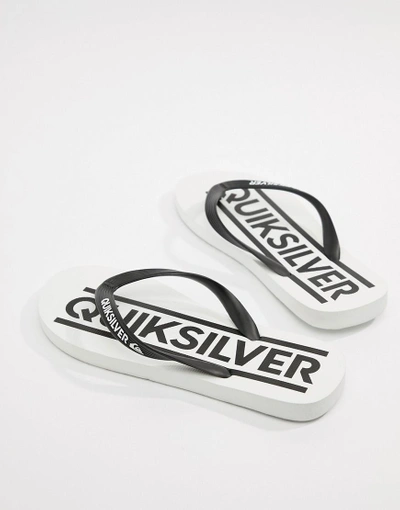 Shop Quiksilver Java Woodmark Logo Flip Flop In White - White