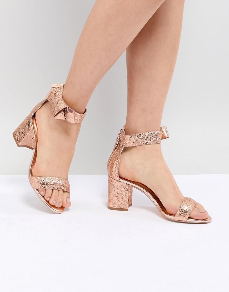 ted baker kerrias rose gold leather block heeled sandal