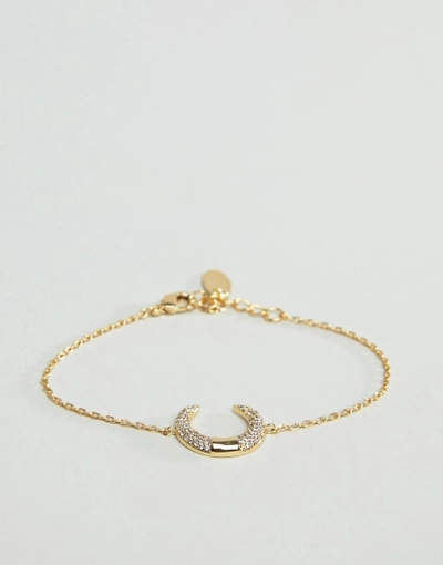Shop Orelia Gold Plated Pave Cresecent Chain Bracelet - Gold