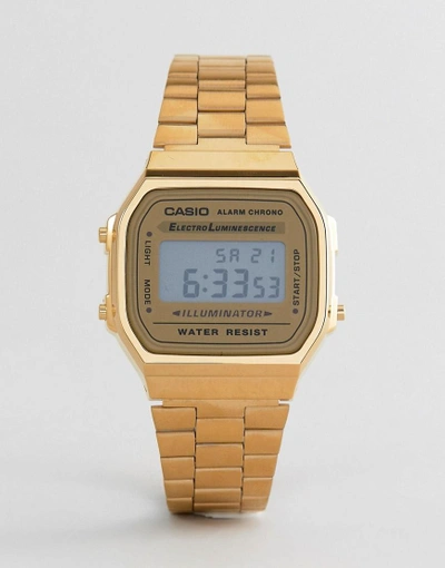 Digital Vintage Gold-tone Steel Bracelet Watch 39x39mm A168wg-9mv | ModeSens