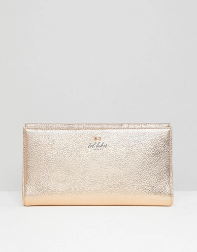 Shop Ted Baker Bow Detail Leather Travel Wallet - Gold