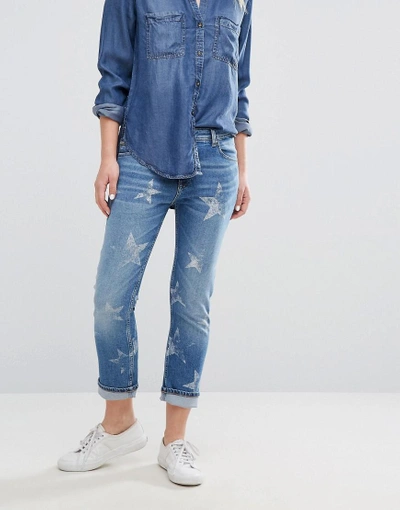 Tommy Jeans Tommy Hilfiger Denim Lana Straight Crop Jean With Stars - Blue  | ModeSens