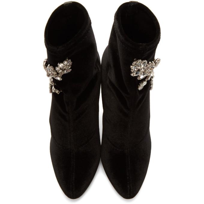 Giuseppe Zanotti Glitter Stretch Booties With Embellishment In Black ...