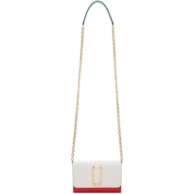 Shop Marc Jacobs White And Red Chain Wallet Bag In 287 Porcela
