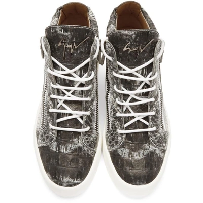 Shop Giuseppe Zanotti Grey & White May London High-top Sneakers