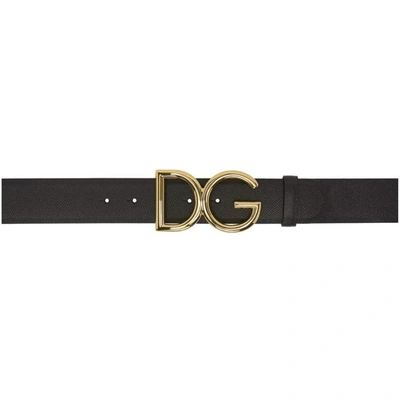 Shop Dolce & Gabbana Black Wide Dg Belt