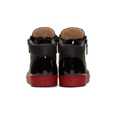 Shop Giuseppe Zanotti Black & Red Brek Sneakers