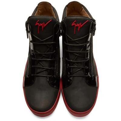 Shop Giuseppe Zanotti Black & Red Brek Sneakers