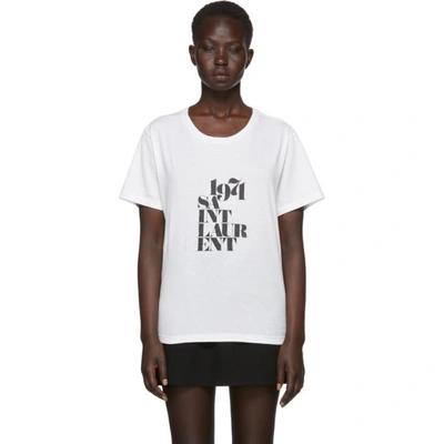 Shop Saint Laurent White 1971 Logo T-shirt In 9744 Natura