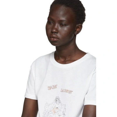 SAINT LAURENT 白色女性手绘 T 恤