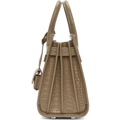 Shop Saint Laurent Taupe Croc Nano Sac De Jour Tote In 2332 Taupe