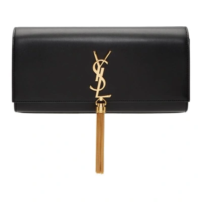 Shop Saint Laurent Black Kate Tassel Clutch In 1000 Black