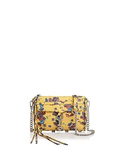 Shop Rebecca Minkoff Floral Mini Mac Leather Crossbody In Floral Pink/silver