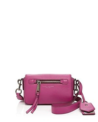 Shop Marc Jacobs Recruit Leather Crossbody In Lilac/gold