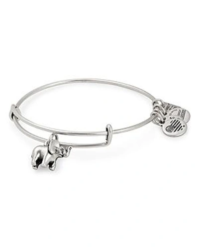 Shop Alex And Ani Elephant Ii Expandable Wire Bangle In Silver
