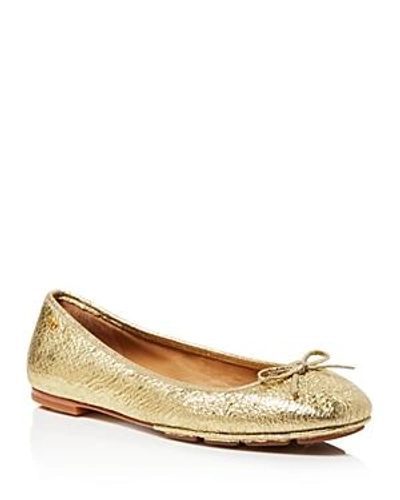 Shop Tory Burch Women's Laila Leather Driver Ballet Flats In Spark Gold