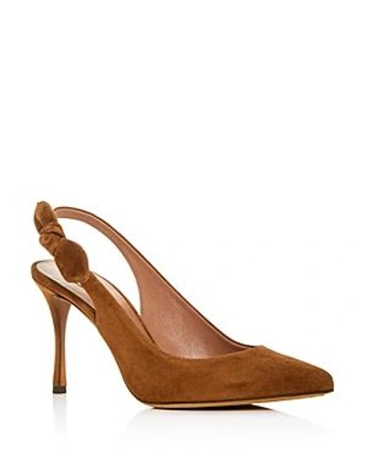 Shop Tabitha Simmons Women's Millie Suede Slingback Pointed Toe Pumps In Brown