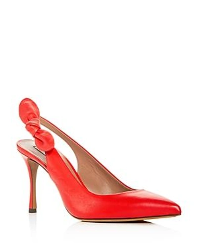 Shop Tabitha Simmons Women's Millie Leather Slingback Pointed Toe Pumps In Red