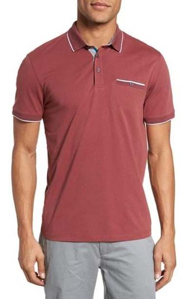 Shop Ted Baker Derry Modern Slim Fit Polo In Deep Pink