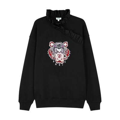 Shop Kenzo Tiger-embroidered Cotton Sweatshirt In Black