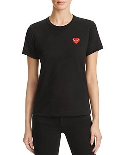 Shop Comme Des Garçons Play Red Heart Tee In Black