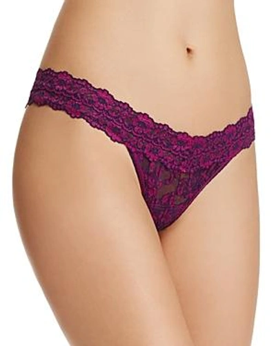 Shop Hanky Panky Cross-dyed Signature Lace Low-rise Thong In Regalia/boysenberry