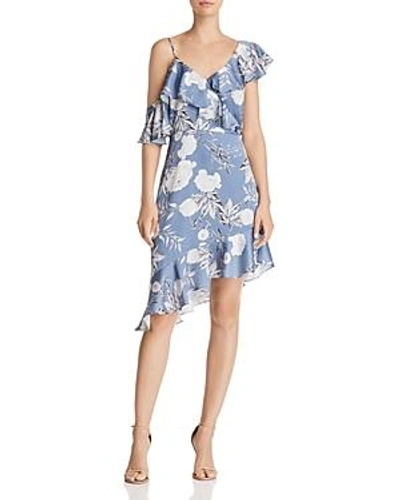 Shop Lucy Paris Emely Asymmetric Floral Print Dress - 100% Exclusive In Blue Floral Combo