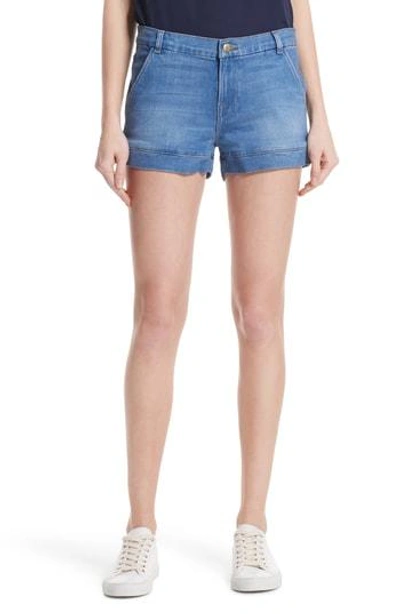 Shop Frame Mitered Cuff Denim Shorts In Longwater