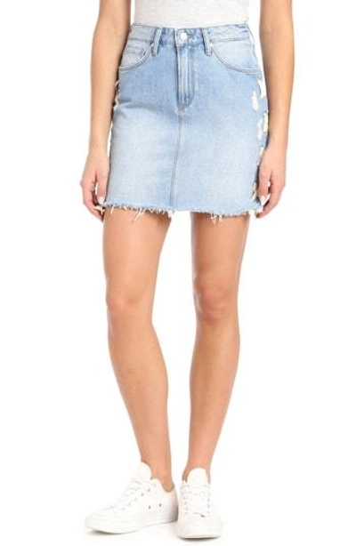 Shop Mavi Jeans Frida Lace-up Denim Skirt In Light Summer Lace