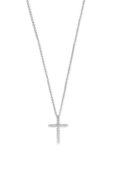 Shop Roberto Coin Diamond Cross Pendant Necklace In White Gold