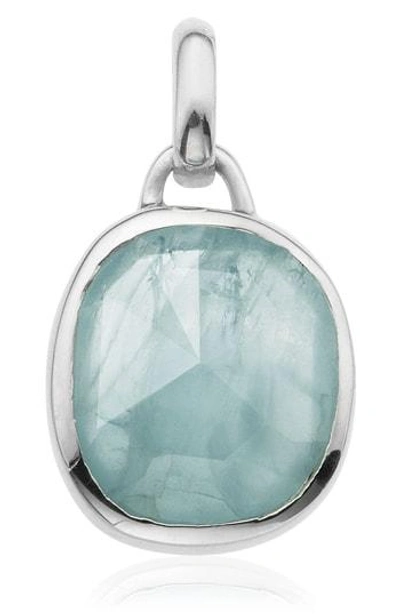 Shop Monica Vinader Siren Semiprecious Stone Pendant Charm In Silver/ Aquamarine