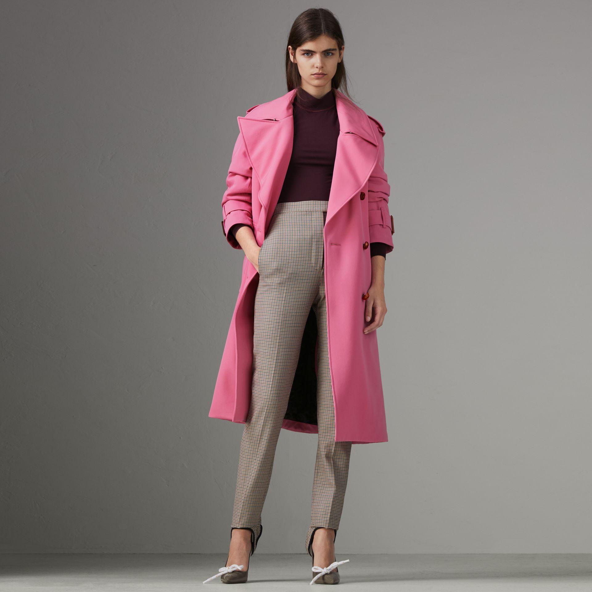 oversized lapel wool gabardine trench coat