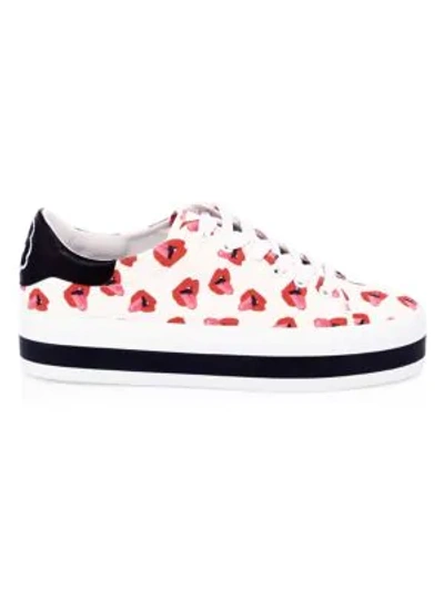 Shop Alice And Olivia Donald Robertson Collaboration Ezra Canvas Sneakers In White