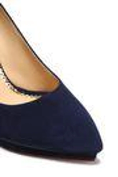 Shop Charlotte Olympia Woman Suede Platform Pumps Midnight Blue