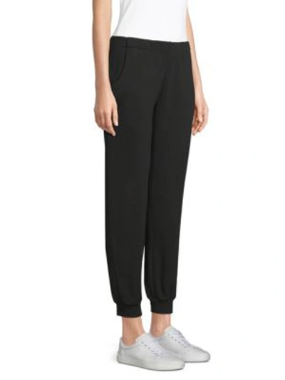 Monrow Cropped French Terry Track Trousers In Black