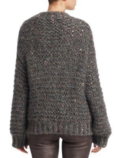 Shop Brunello Cucinelli Metallic Cable Knit Sweater In Charcoal