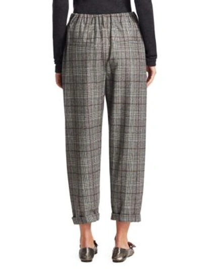 Shop Brunello Cucinelli Flannel Plaid Trousers In Grey