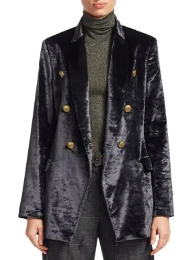 Shop Brunello Cucinelli Crushed Velvet Double Jacket In Anthracite