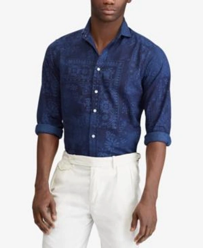 Shop Polo Ralph Lauren Men's Moroccan Print Classic Fit Shirt In Navy