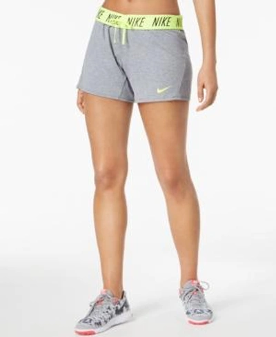 Shop Nike Dri-fit Training Shorts In Cool Grey/volt