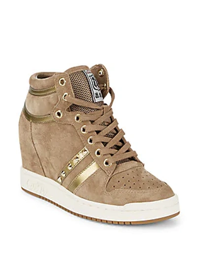 Shop Ash Prince Leather Wedge Sneakers In Brown