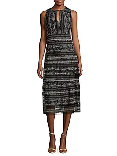 Shop Nanette Lepore Embroidered Cutout Dress In Black Taupe